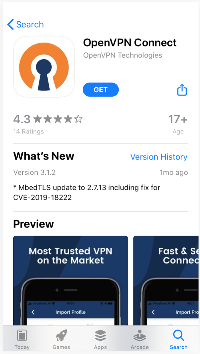 download the new for ios OpenVPN Client 2.6.6